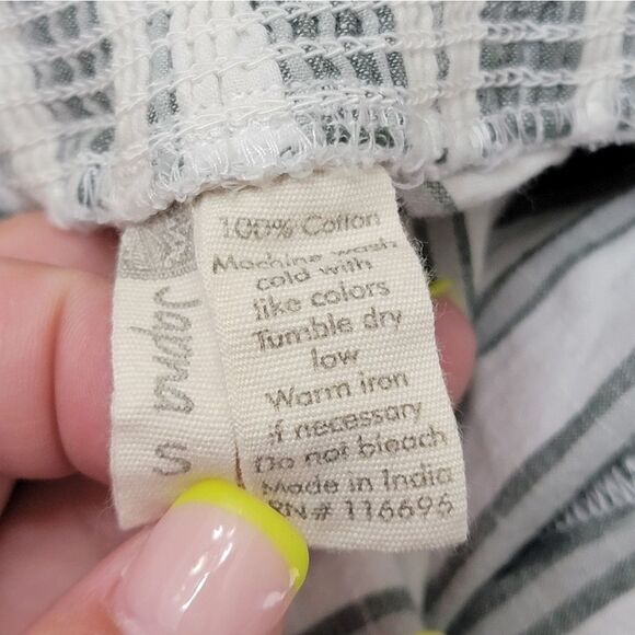 JAPNA Cotton Ivory Grey Jumpsuit  Wide Leg Open Back Striped Stretch Buttoned S - Picture 7 of 10